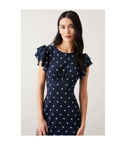 Dorothy Perkins Womens/Ladies Empire Spotted Ruffle Midi Dress (Navy) - UTDP1620