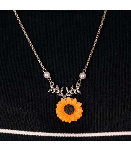 Sunflower Charm Pearl Daisy Flower Summer Beach Pendant Necklace