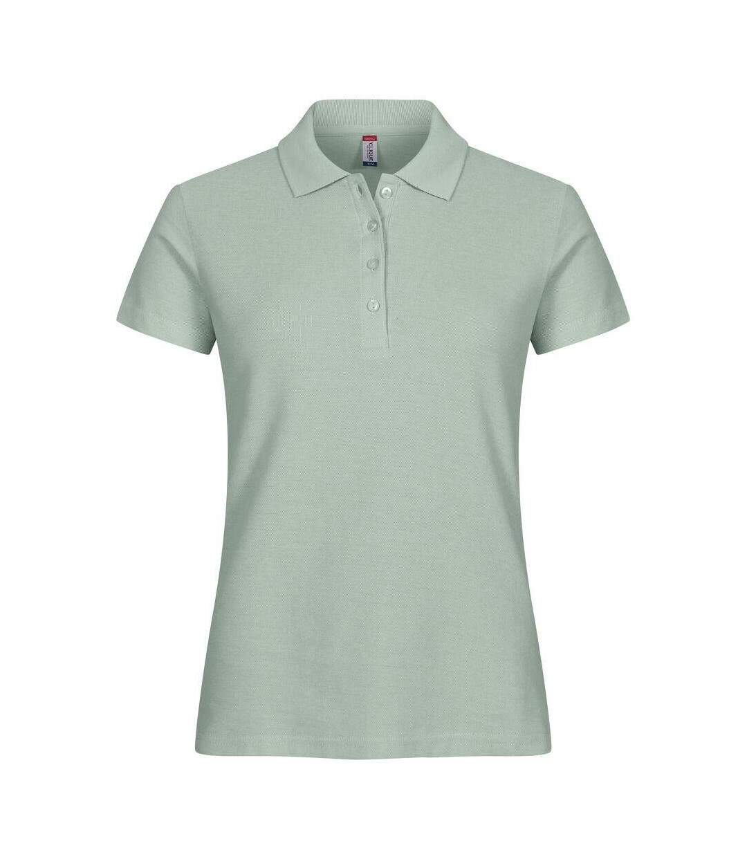 Womens/ladies Plain Polo Shirt Sage Green Clique-1