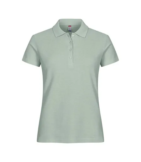 Womens/ladies Plain Polo Shirt Sage Green Clique