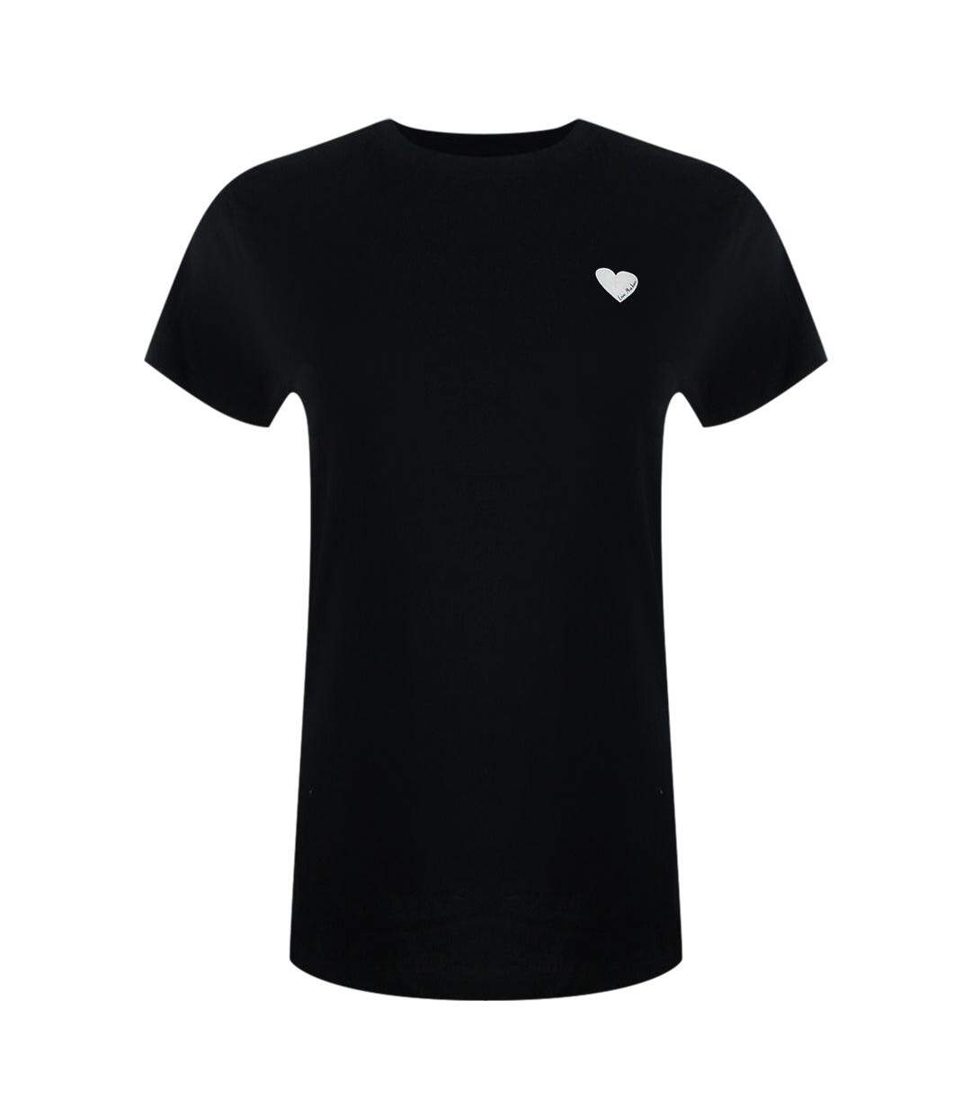 Unisex Adult Contrast Heart Logo T-shirt Black White Love Moschino-1