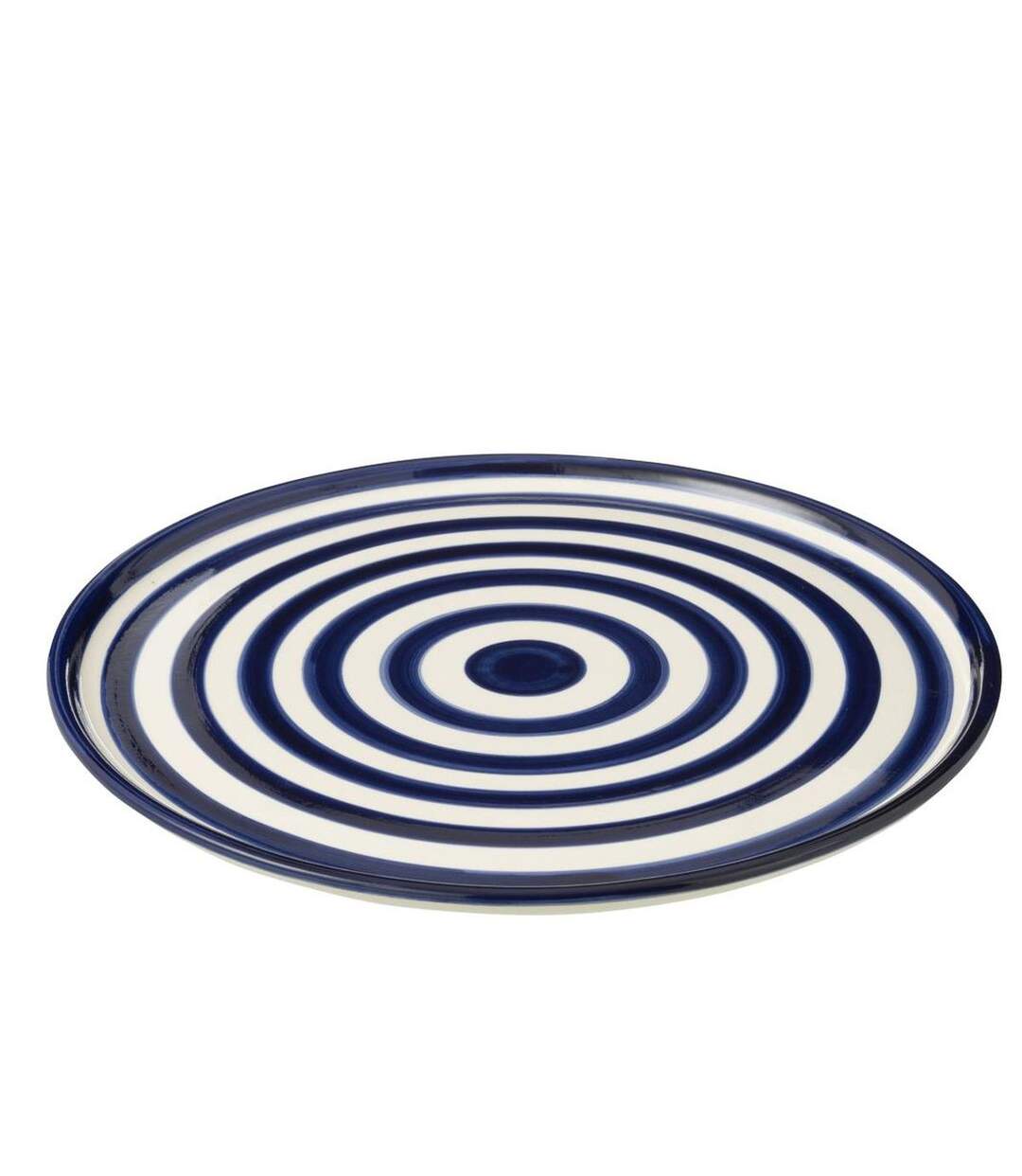 Assiette de Présentation en Céramique Granada Rayure 34cm Bleu Cobalt-2