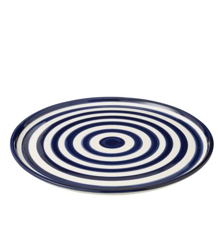 Assiette de Présentation en Céramique Granada Rayure 34cm Bleu Cobalt