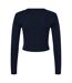 Womens/ladies micro-rib long-sleeved t-shirt solid navy Bella + Canvas