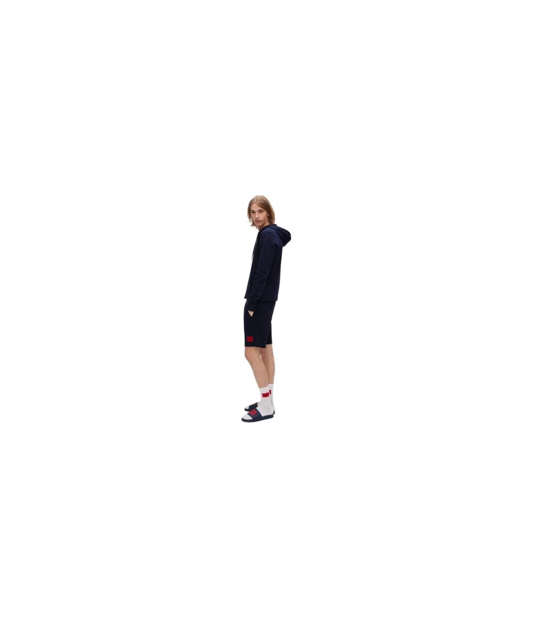 Mens Fleece Sweat Shorts Navy Hugo-1