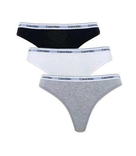 X3 strings noir/blanc/gris femme calvin klein thong