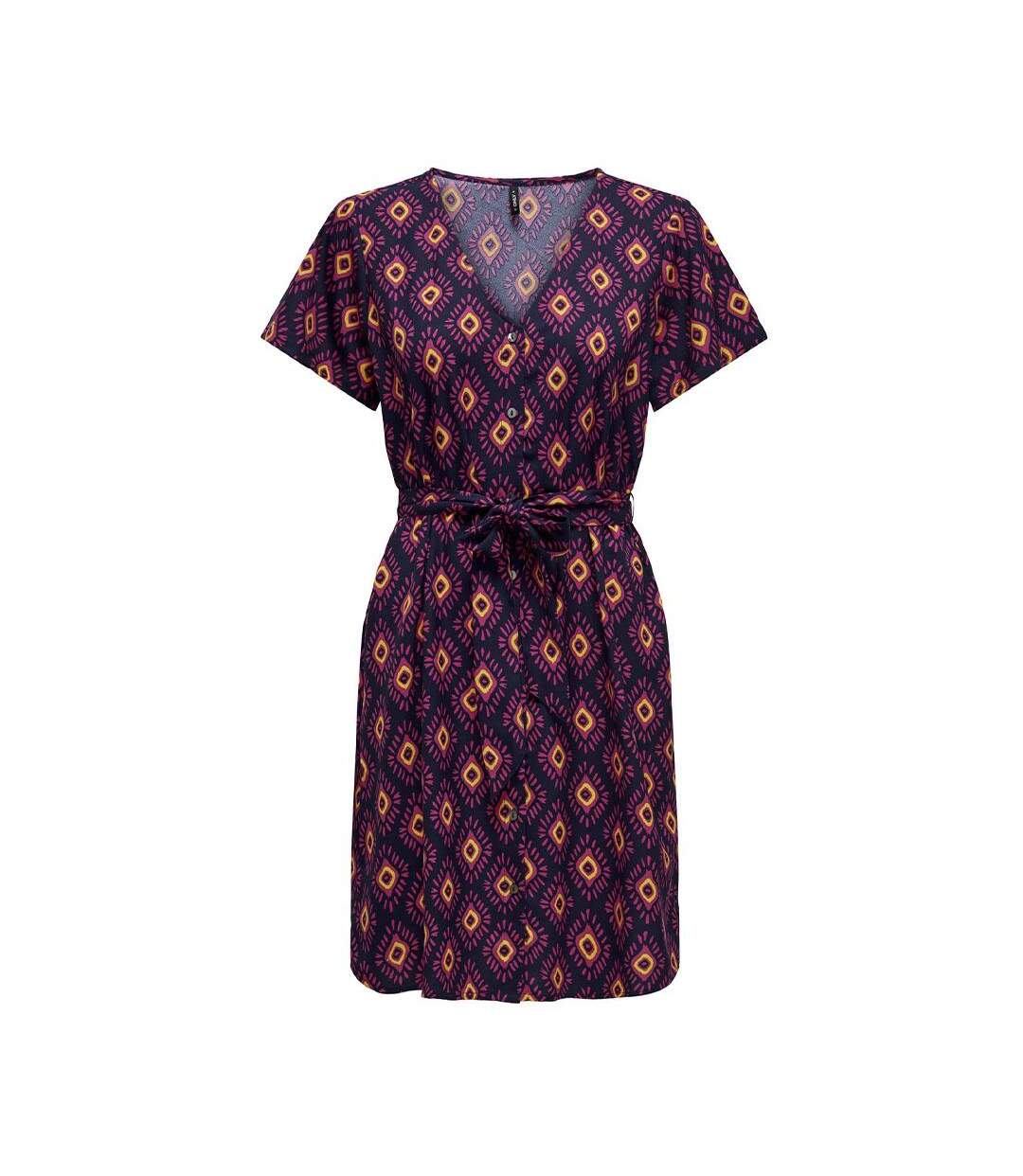 Robe marine/rose femme only leah-1