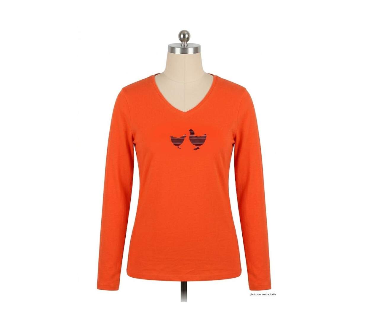 Tee-shirt MAYFLOWER NAPOLI1 orange à sérigraphie poule : confort et peps animalier-3