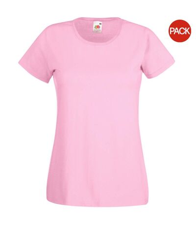 Fruit Of The Loom Ladies/Womens Lady-Fit Valueweight Short Sleeve T-Shirt (Pack Of 5) (Light Pink) - UTBC4810