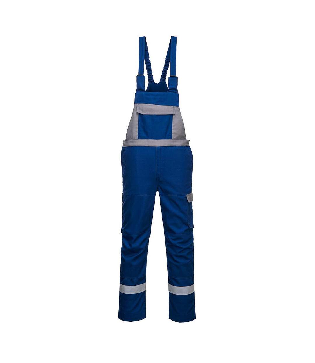 Mens bizflame ultra two tone bib and brace trouser royal blue Portwest-1