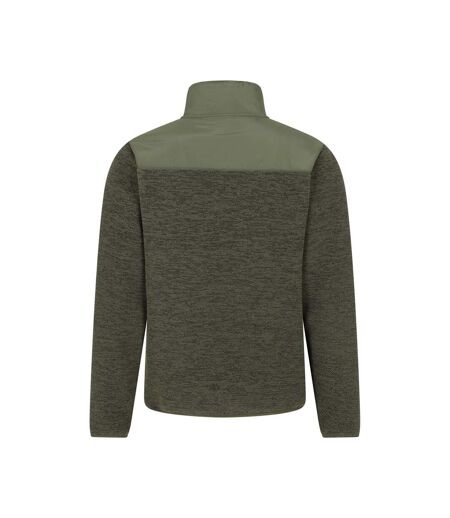 Mens Hayfield Faux Fur Lined Full Zip Fleece Top Khaki Green Mountain Warehouse