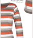 MAYFLOWER DIXIE1 - Tee-shirt manches 3/4 en coton rib : rayures crème, beige, taupe et orange-4