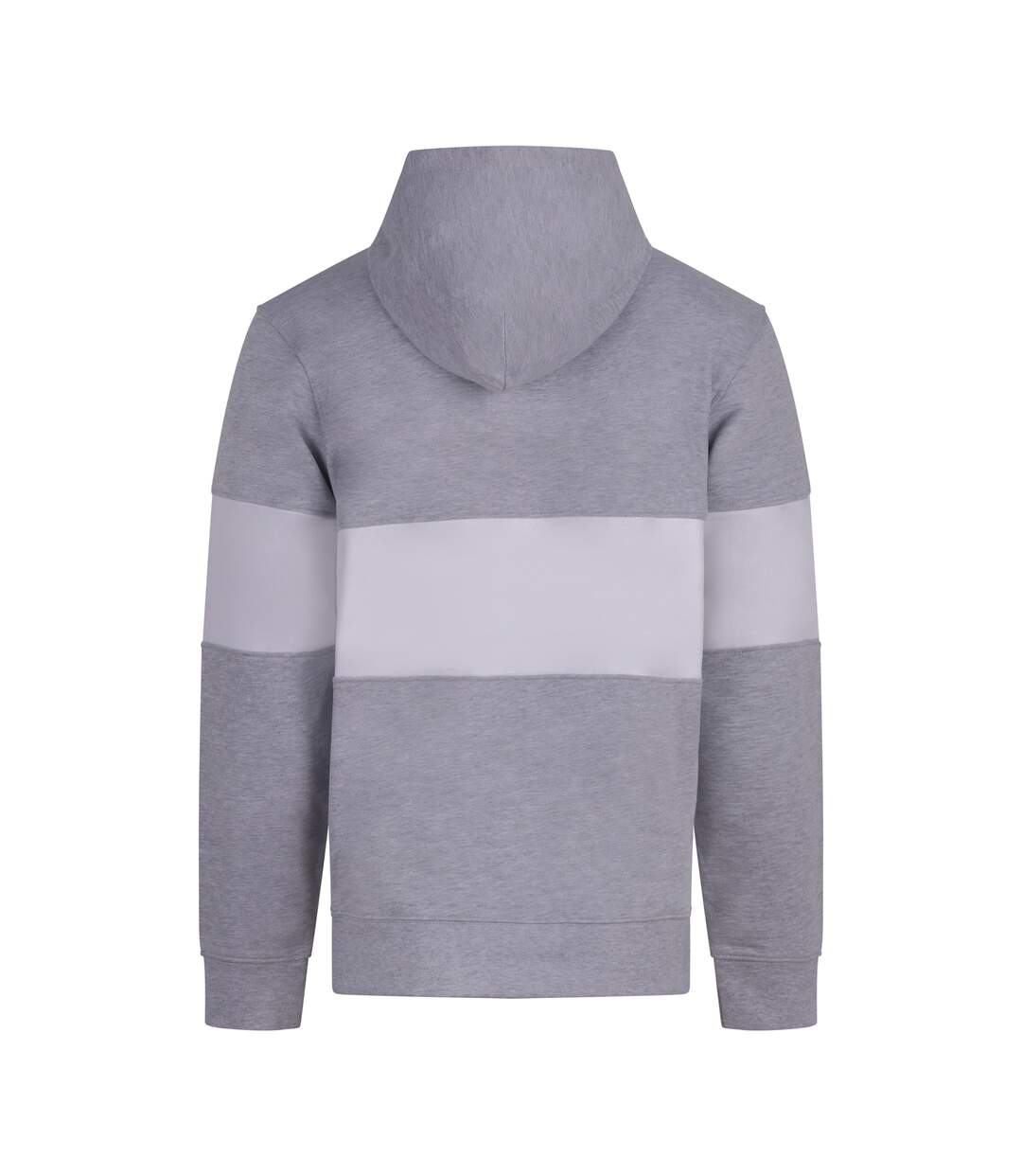 Mens Heavyweight Panelled Hoodie Heather Grey White Front Row-2