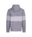 Mens Heavyweight Panelled Hoodie Heather Grey White Front Row-2