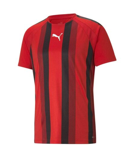 T-shirt Motif/style À Rayures Team Liga Homme Rouge Noir Blanc Puma