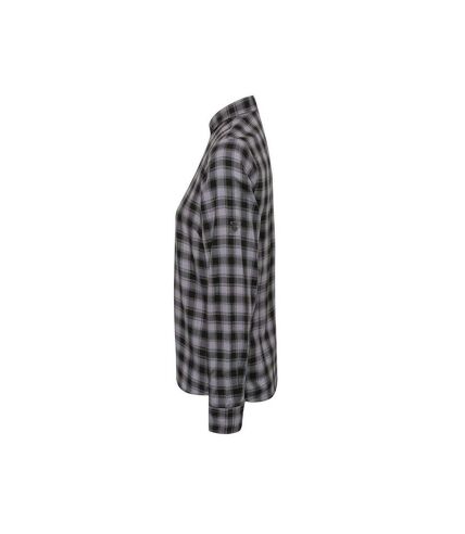 Premier Womens/Ladies Mulligan Checked Long-Sleeved Shirt (Steel/Black) - UTRW10187