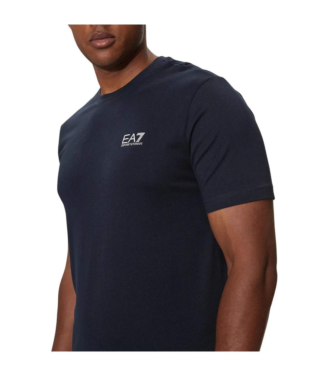 Mens Cotton Slim T-shirt Navy Silver Emporio Armani EA7-3