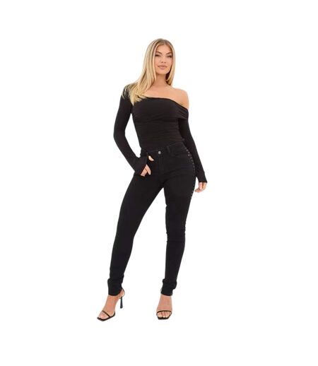 Haut Épaules Dénudées Motif/style Ruché Femme Noir I Saw It First