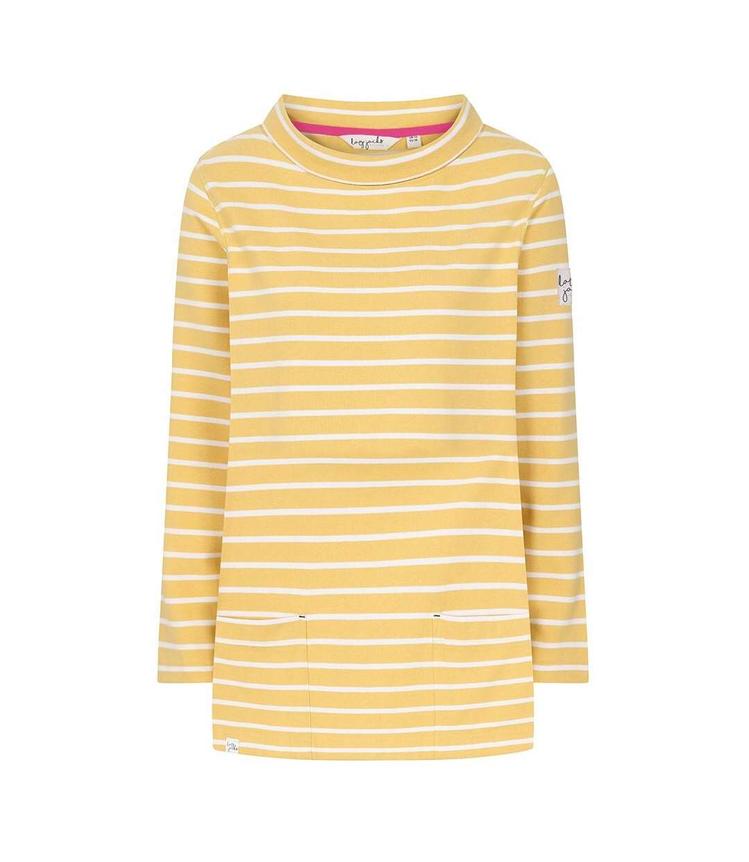 Womens/ladies Striped Roll Neck Sweatshirt Lemon Lazy Jacks-1