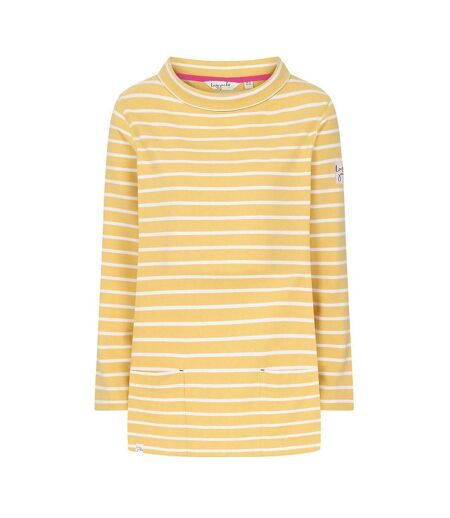 Womens/ladies Striped Roll Neck Sweatshirt Lemon Lazy Jacks