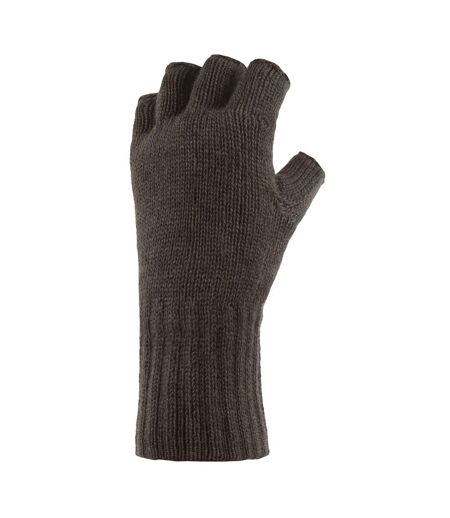 Mens Warm 3.2 TOG Fleece Lined Winter Thermal Fingerless Gloves in Khaki & Navy