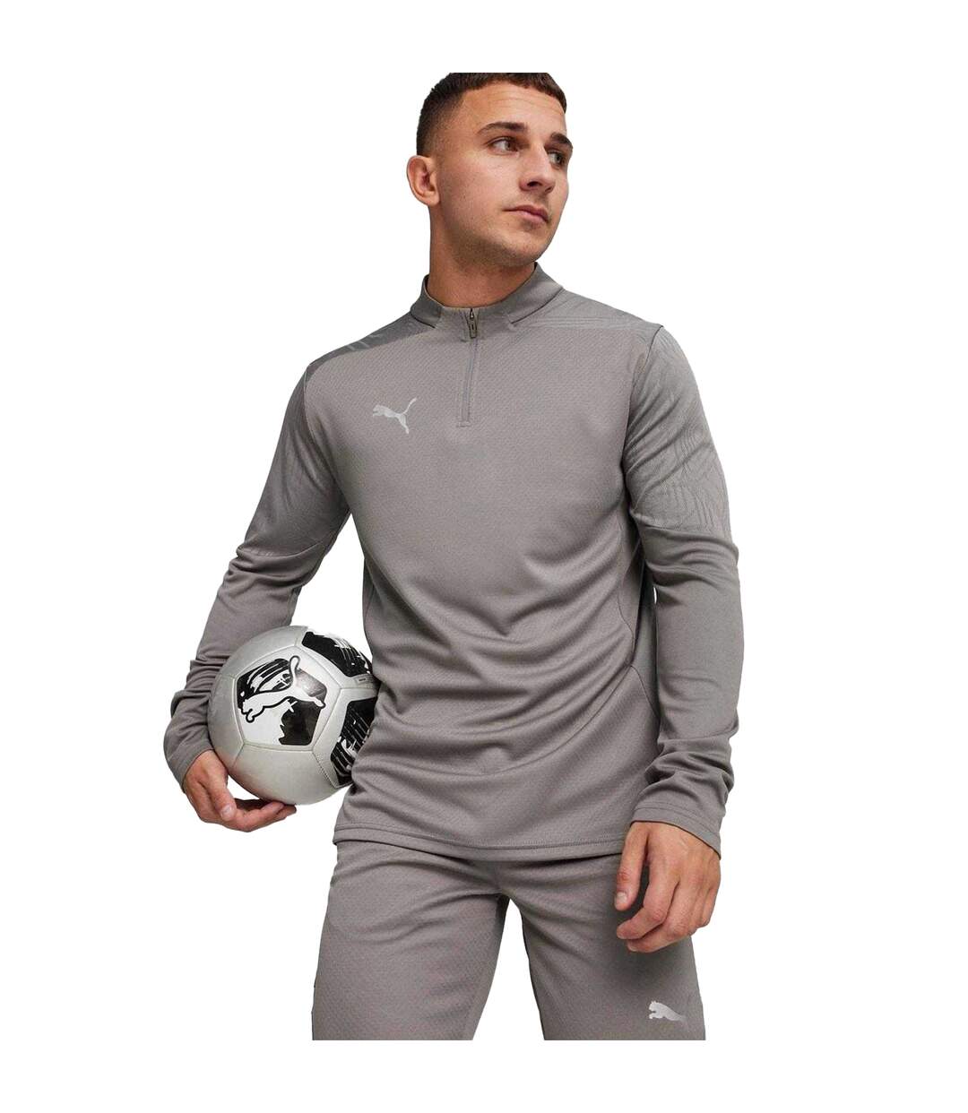 Mens Teamfinal Quarter Zip Training Track Top Grey Puma-1