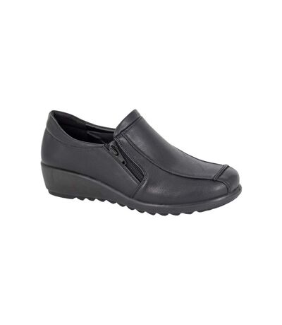 Boulevard Womens/Ladies Twin Zip Loafers (Black) - UTDF2294