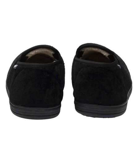 Dunlop - Chaussons homme à carreaux noirs anthracite rembourrés