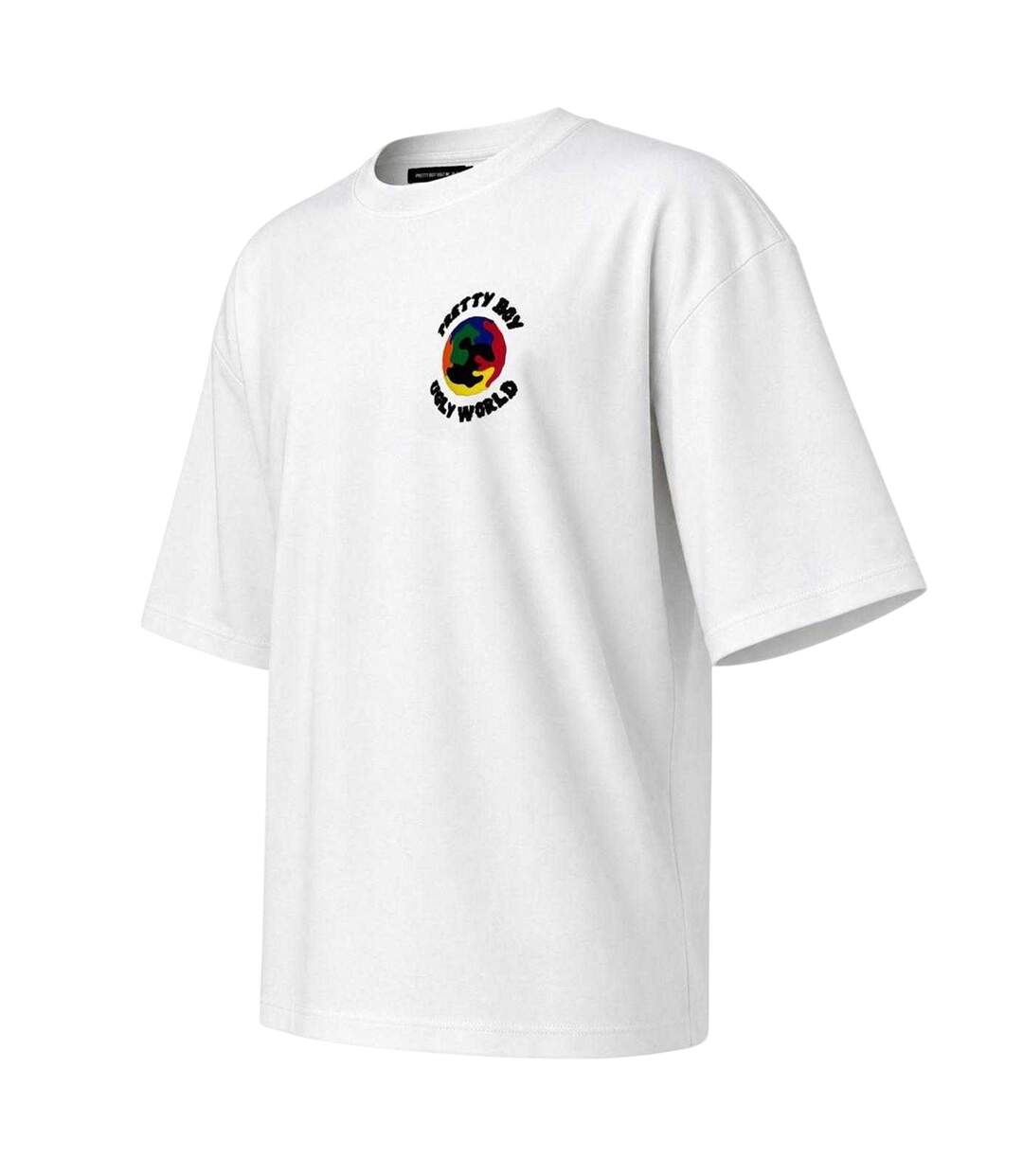T-shirt Oversize Homme Du Nouveau Monde Blanc Pretty Boy Ugly World-3