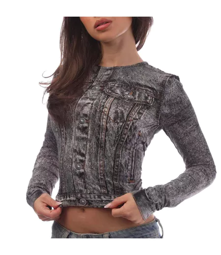 Haut Court T-clau-n1 Femme Gris Diesel
