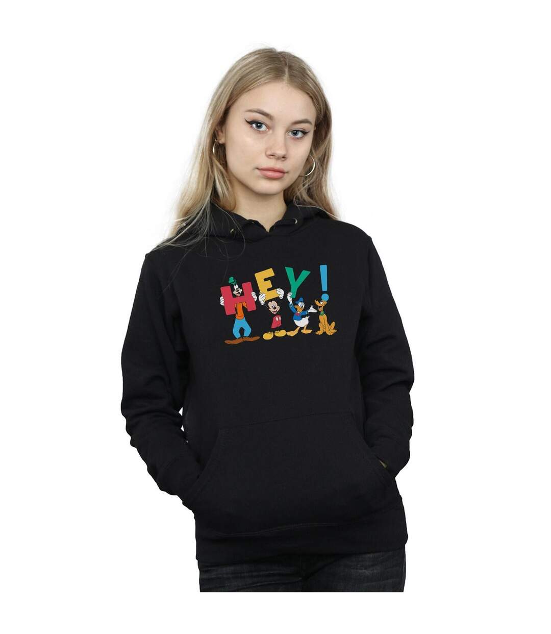 Disney - Sweat à capuche MICKEY MOUSE FRIENDS HEY - Femme (Noir) - UTBI11009-2