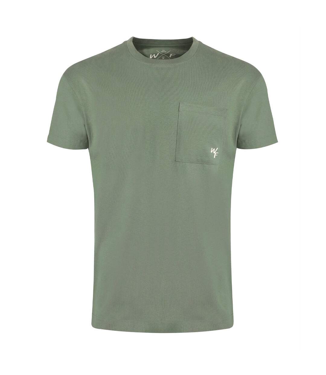 Mens keaton organic cotton pocket t-shirt army green Weird Fish-1