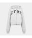 Womens/ladies Applique Logo Cotton Full Zip Hoodie Grey Couture-1