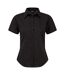 Short Sleeve Poplin Blouse / Plain Work Shirt Black Premier-1
