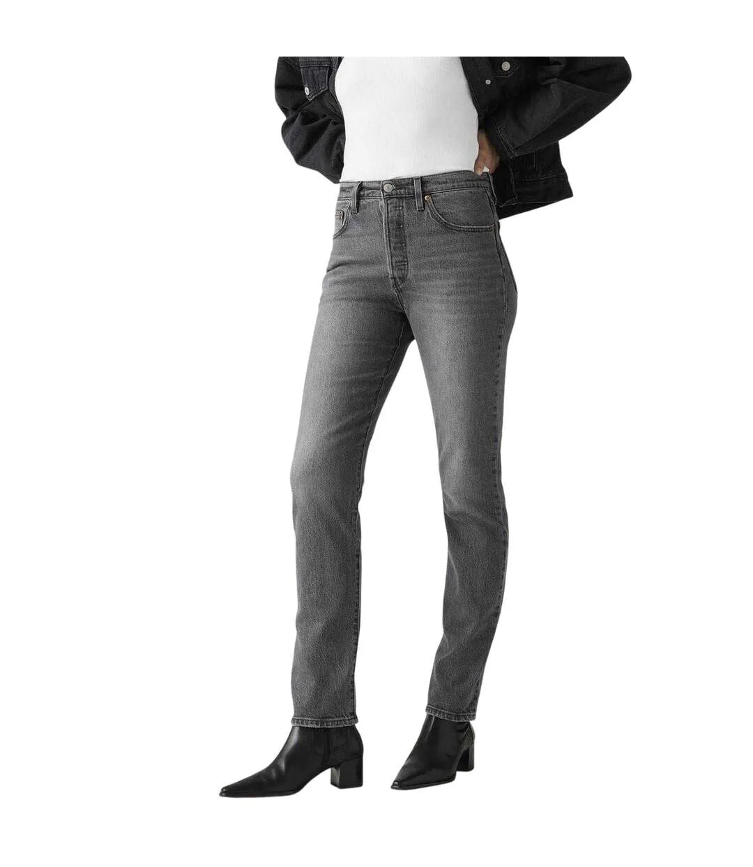 Womens/ladies 501 Original Straight Leg Jeans Grey Levis-4