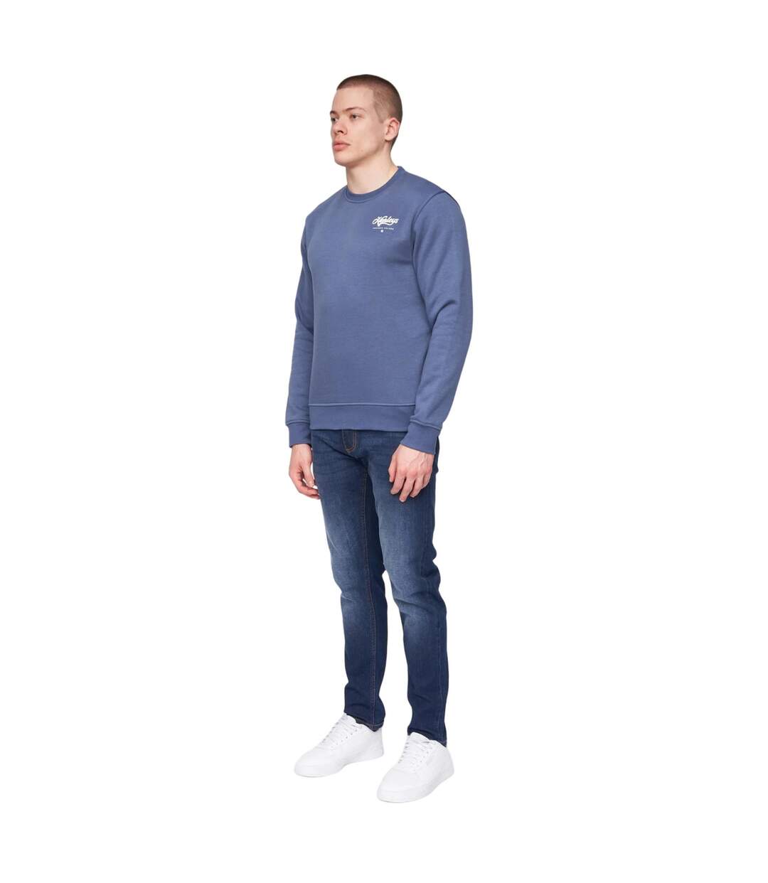 Sweat Scripthen Homme Bleu Vif Henleys-1