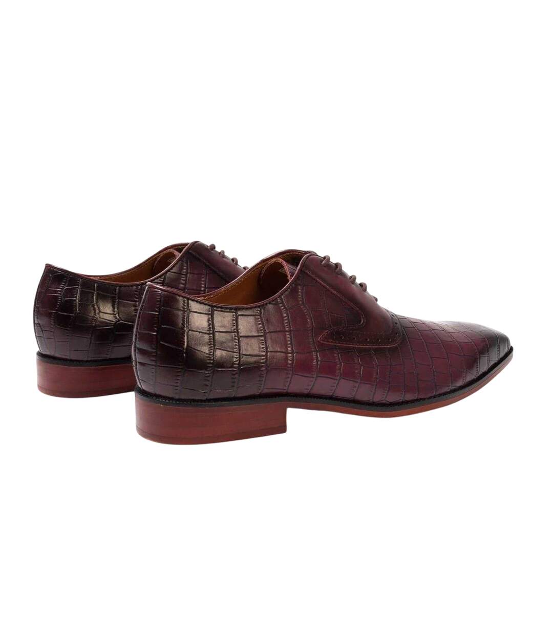 Mens Croc Full Grain Leather Oxford Shoes Maroon Giorgio-2
