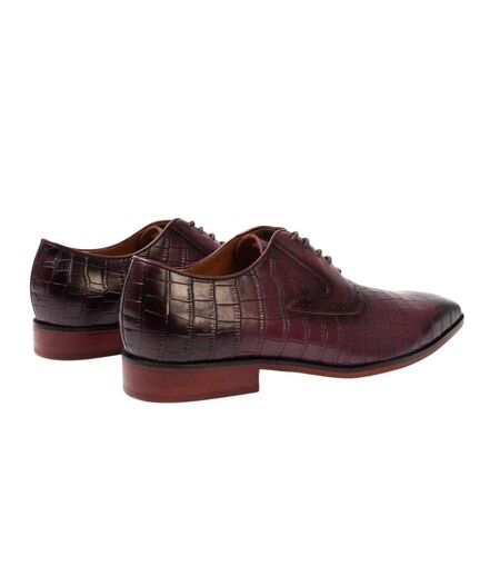 Mens Croc Full Grain Leather Oxford Shoes Maroon Giorgio