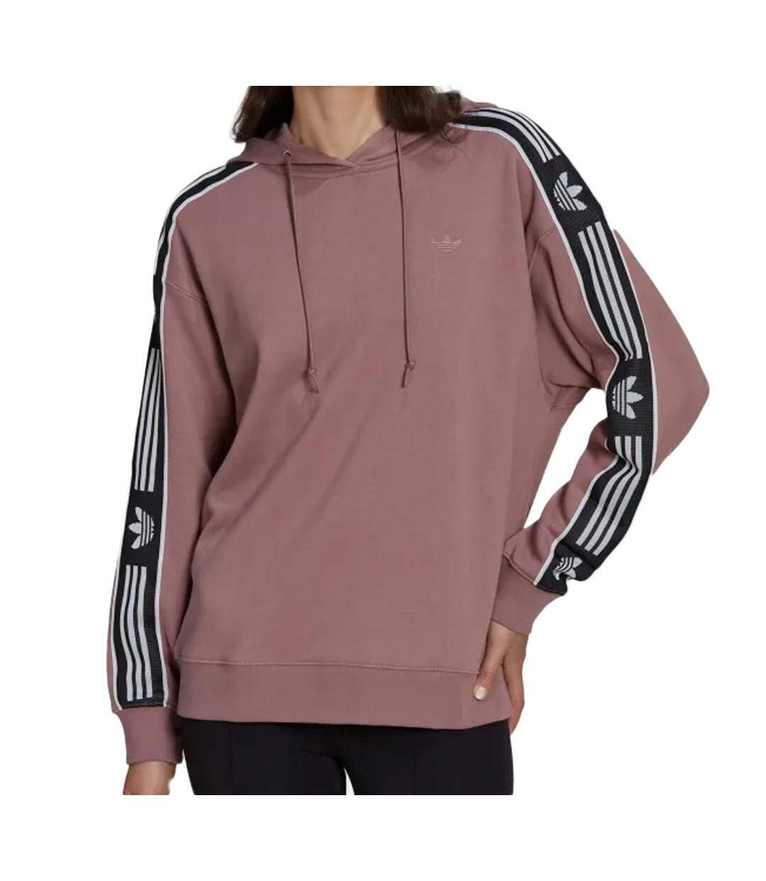 Sweat Mauve Femme Adidas Tape Hoodie - 38-1