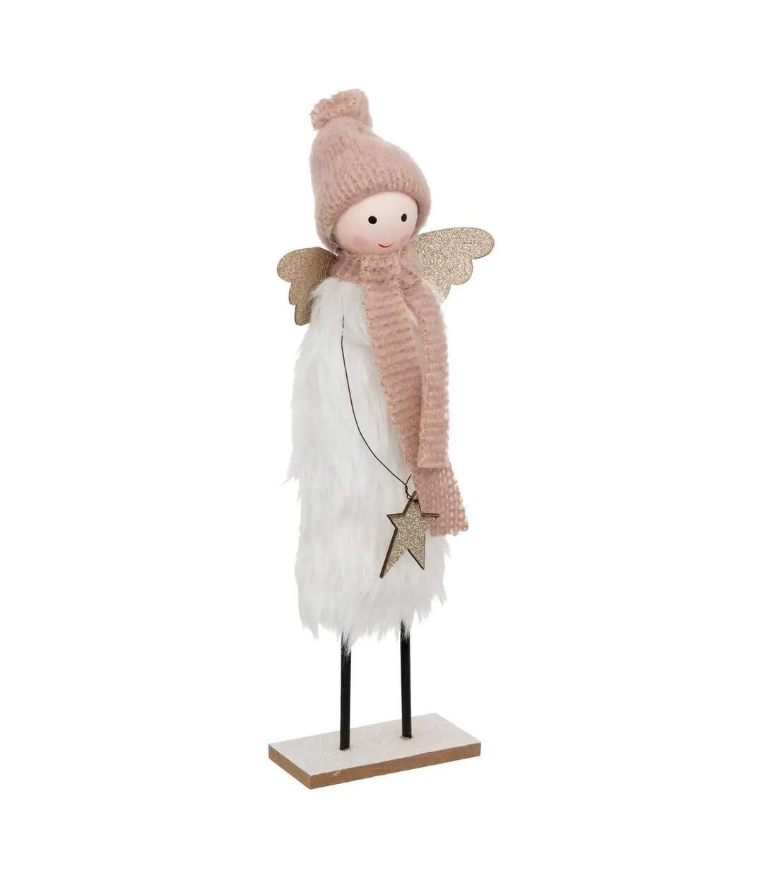 Statuette Déco Ange de Noël Étoile 31cm Blanc-1