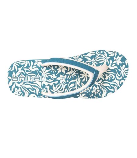 Womens/ladies Swish Patterned Flip Flops Turquoise Animal