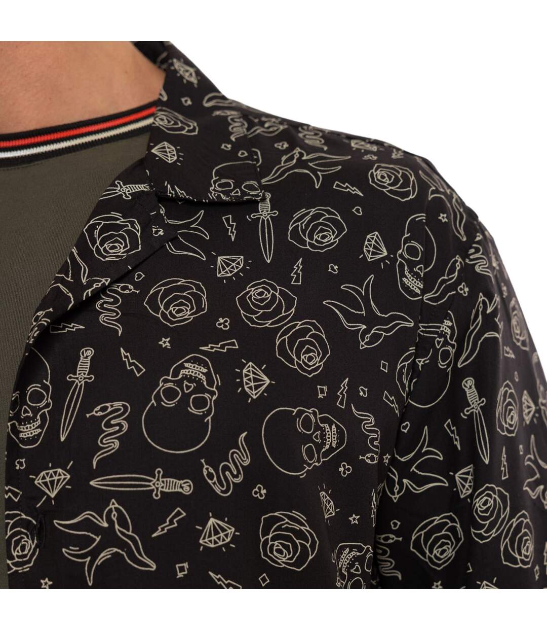 Chemise homme fluide manches courtes en viscose imprimée Tats Vondutch-2