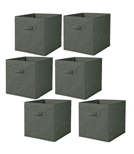Lot de 6 cubes de rangement pliables en tissus avec poignée - 30x30x30cm - Vert Romarin