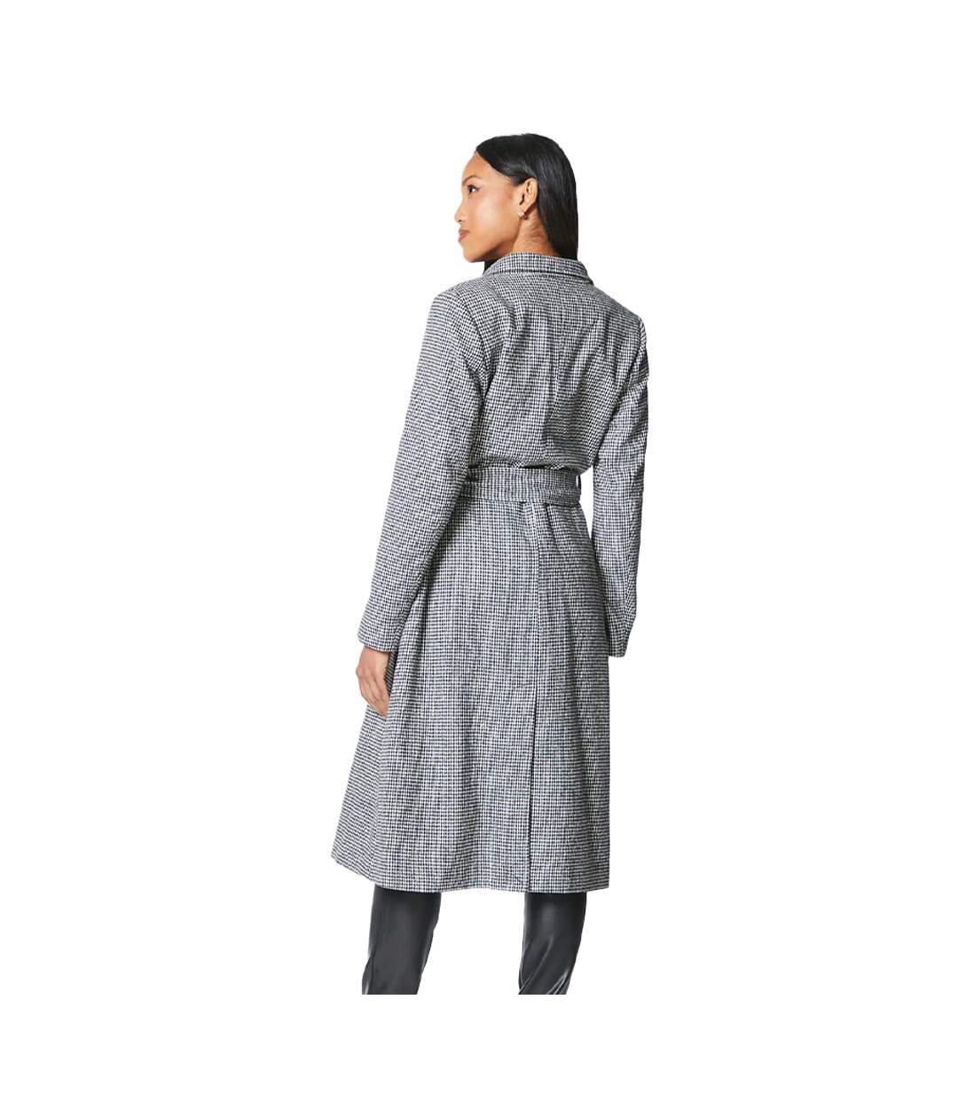 Womens/ladies Checked Wrap Belted Coat Neutral Principles-3