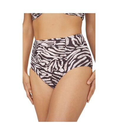 Womens/ladies Zebra Print High Waist Bikini Bottoms Pink Brown Gorgeous