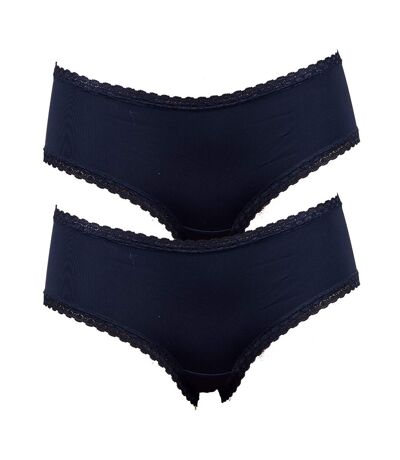 Culottes Femme INFINITIF Confort Qualité supérieure -Boxer, Shorty, String Shorty Uni Pack de 2 noirs en Microfibre