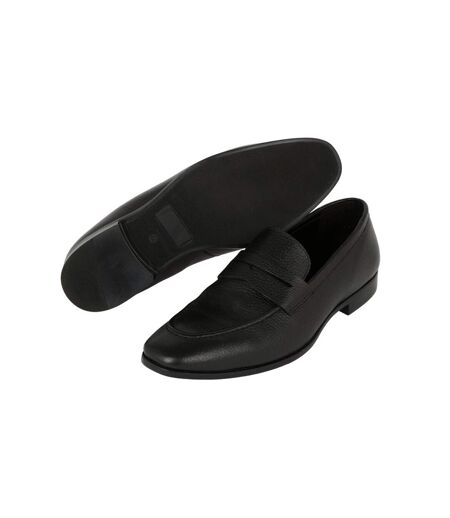 Debenhams Mens Tumbled Leather Loafers (Black) - UTDH6306