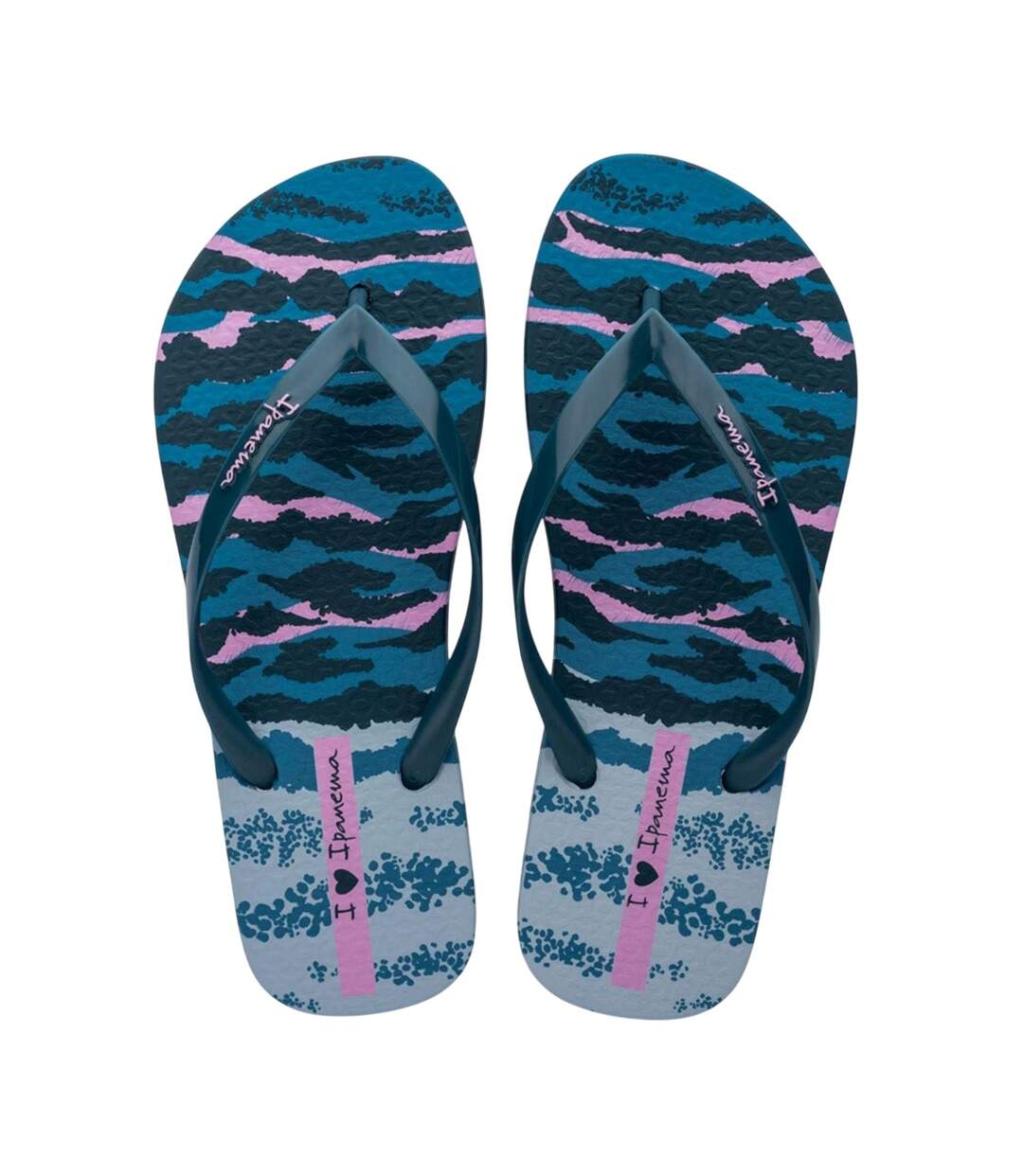 Womens/ladies Zebra Flat Flip Flops Blue Print Ipanema-2