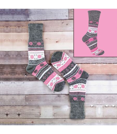 3 Pack Ladies Warm Fairisle Thermal Diabetic Socks for Winter
