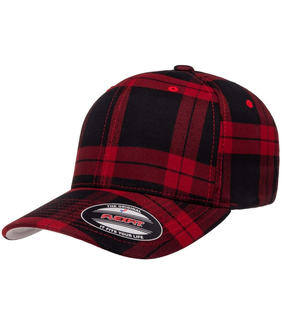 Casquette de baseball flexfit adulte noir / rouge Yupoong-4